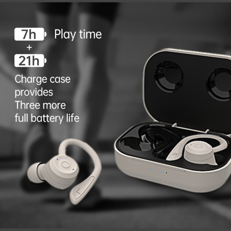 RYNX | T20 TWS Bluetooth Hooks Wireless Sports Headphones with Charging Box IPX6 Waterproof Noise-cancelling Earphones(Pink)