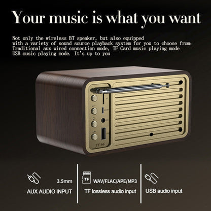 RYNX | OneDer JY-66 Wooden Wireless BT5.0 Retro Classic Speaker FM Radio Support TF / U-Disk / AUX