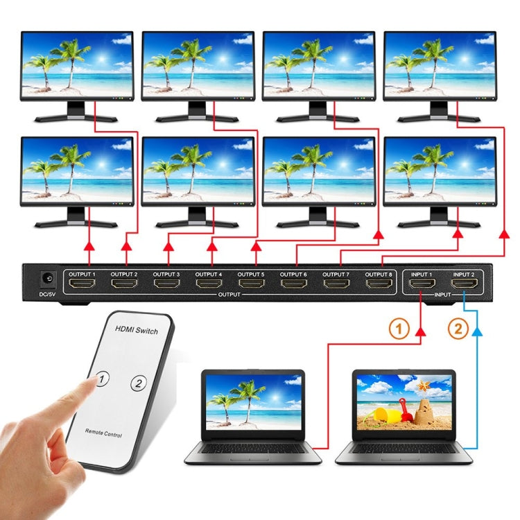Rynx | HDMI 2-in-8 Full HD 4K x 2K Video Switch