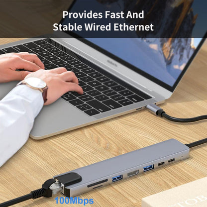 Rynx | JUNSUNMAY 8 in 1 Type-C to 4K HDMI / Ethernet Docking Station Adapter PD Fast Charging Hub SD/TF Card Reader