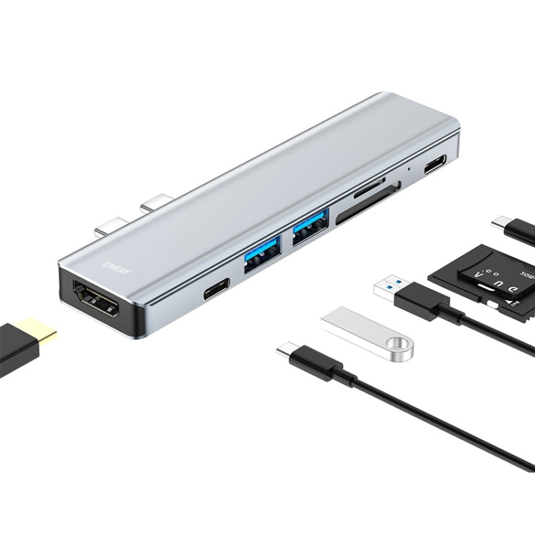 Rynx | ENKAY Hat-Prince 7 in 2 Type-C to 4K HDMI Docking Station Adapter Hub SD/TF Card Reader