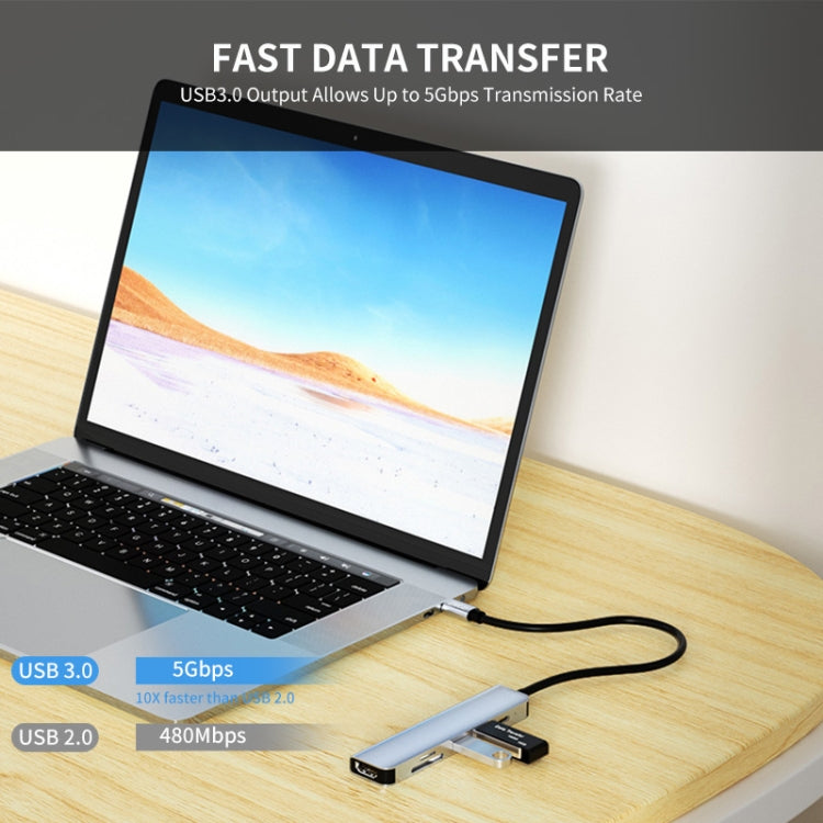 Rynx | ENKAY Hat-Prince 6 in 1 Type-C Hub 4K HDMI Docking Station Adapter USB-C PD Fast Charging SD/TF Card Reader