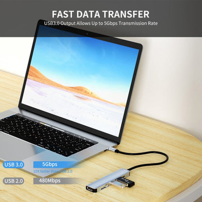 Rynx | ENKAY Hat-Prince 6 in 1 Type-C Hub 4K HDMI Docking Station Adapter USB-C PD Fast Charging SD/TF Card Reader