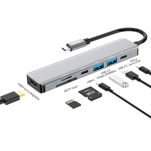 Rynx | ENKAY Hat-Prince 7 in 1 Type-C to 4K HDMI Docking Station Adapter PD Fast Charging Hub