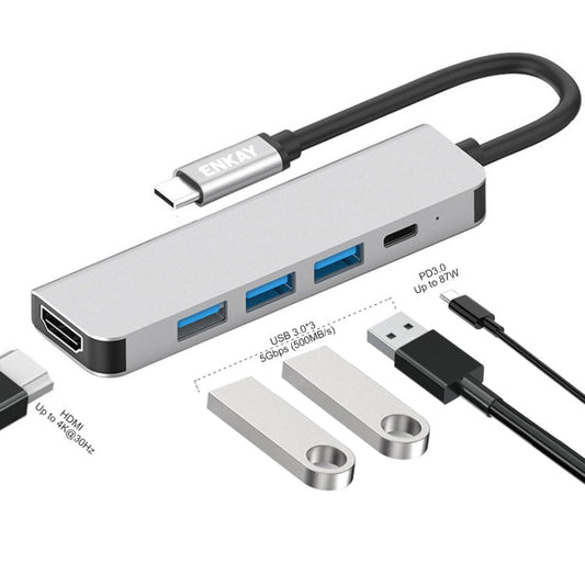Rynx | ENKAY Hat-Prince 5 in 1 Type-C Hub 4K HDMI Converter Docking Station USB 3.0 Adapter