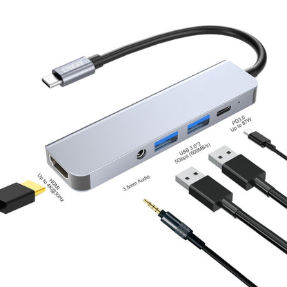 Rynx | ENKAY Hat-Prince 5 in 1 Type-C Hub 4K HDMI Converter Docking Station 3.5mm Audio Jack Adapter