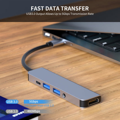 Rynx | ENKAY Hat-Prince 5 in 1 Type-C Hub 4K HDMI Converter Docking Station 3.5mm Audio Jack Adapter