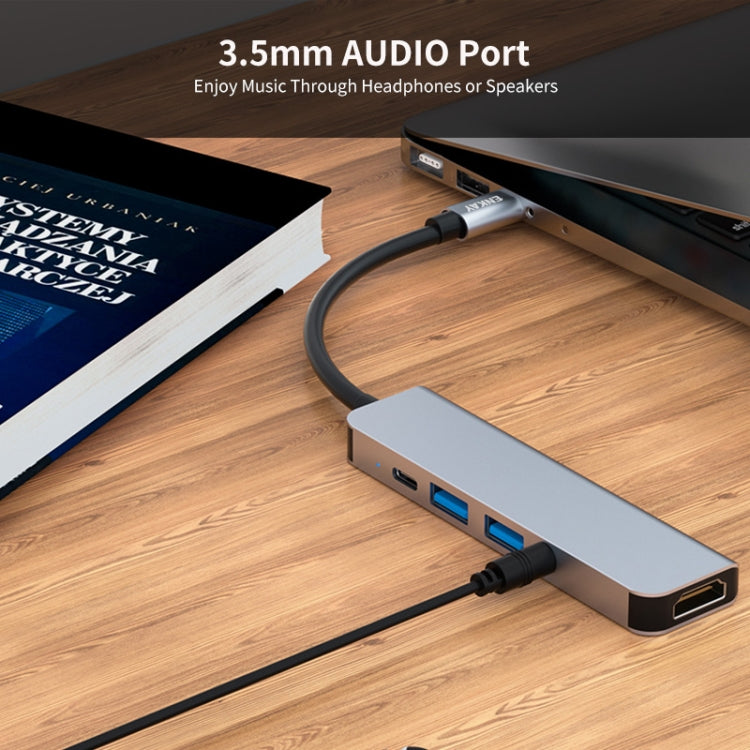 Rynx | ENKAY Hat-Prince 5 in 1 Type-C Hub 4K HDMI Converter Docking Station 3.5mm Audio Jack Adapter