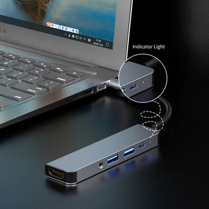 Rynx | ENKAY Hat-Prince 5 in 1 Type-C Hub 4K HDMI Converter Docking Station 3.5mm Audio Jack Adapter