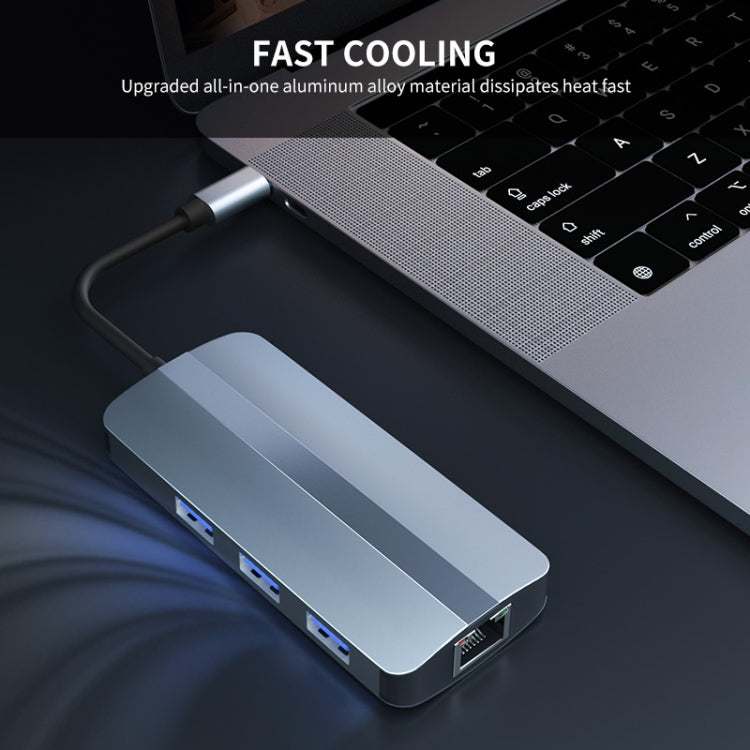 Rynx | JUNSUNMAY 6 in 1 Type-C to 4K HDMI + 1000M RJ45 Ethernet Hub Docking Station Adapter