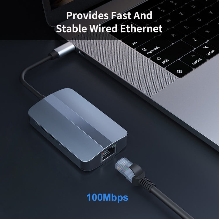 Rynx | JUNSUNMAY 5 in 1 Type-C to RJ45 Ethernet + SD/TF Card Reader Multifunctional USB-C Hub