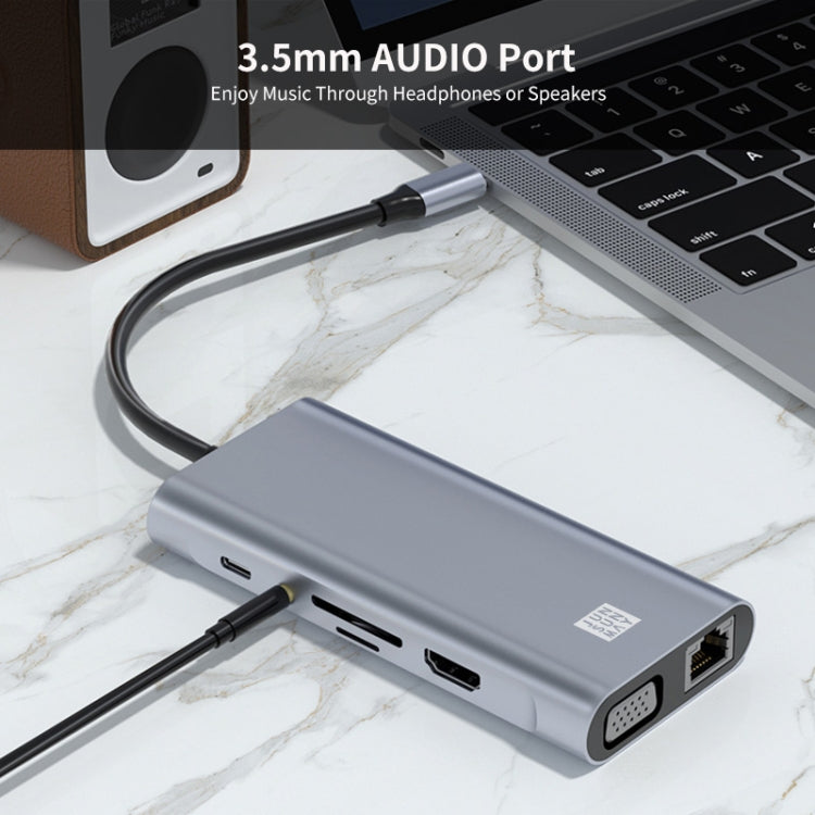 Rynx | JUNSUNMAY 11 in 1 Type-C to 4K HDMI + VGA + RJ45 Docking Station Adapter PD Fast Charging Hub
