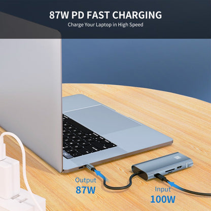 Rynx | JUNSUNMAY 10 in 1 Type-C to 4K HDMI + VGA + RJ45 + 3.5mm Audio Docking Station Adapter PD Fast Charging Hub SD/TF Card Reader