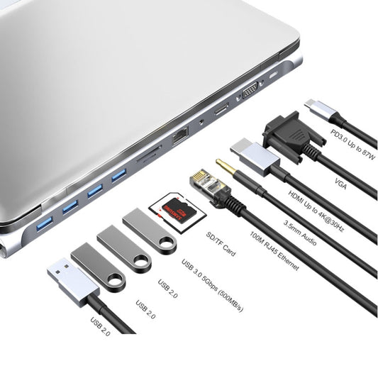 Rynx | JUNSUNMAY 11 in 1 Multifunctional USB C Hub Docking Station Adapter SD/TF Card Reader