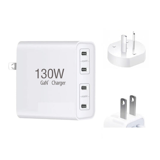 Rynx | GaN130W 4-Port USB-C PD65W / PD30W Multi Port Type-C Charger for Notebook Series, AU / US Plug