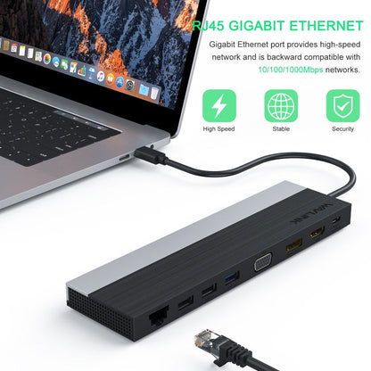 Rynx | Wavlink UMD03 Triple Display Adapter Type-C Hub 12 in 1 Docking Station