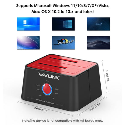 Rynx | Wavlink ST334U SSD Dual Bay External Hard Drive Docking Station USB 3.0 to SATA I/II/III (EU Plug)