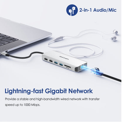 Rynx | Wavlink UMD303 4K HDMI Multiport Adapter USB-C HUB Triple Monitor 12-in-1 Laptop Docking Station