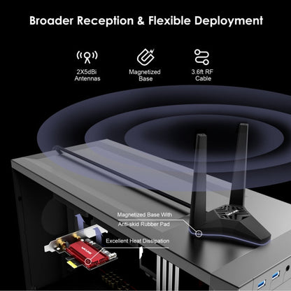 Rynx | WAVLINK WN675X3-PCIE Tri-Band 5400Mbps WiFi 6E PCIe Wireless Adapter BT 5.3 Network Card
