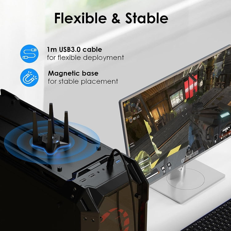 Rynx | WAVLINK WN693X1 with 4x3dBi high-gain antenna magnetic base AX1800 dual-band USB WiFi 6 adapter