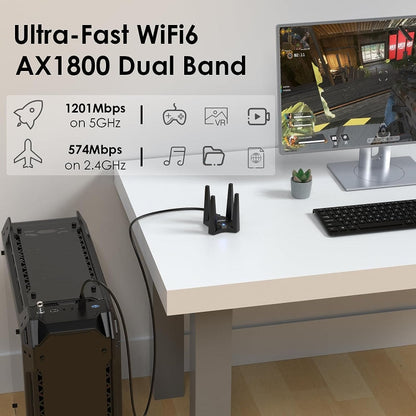 Rynx | WAVLINK WN693X1 with 4x3dBi high-gain antenna magnetic base AX1800 dual-band USB WiFi 6 adapter