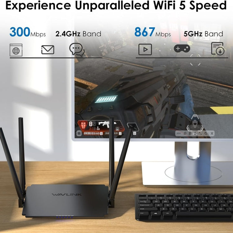 Rynx | WAVLINK WN532A3 WPA2-PSK 300Mbps Dual Band Wireless Repeater AC1200M Wireless Router, Plug: AU Plug