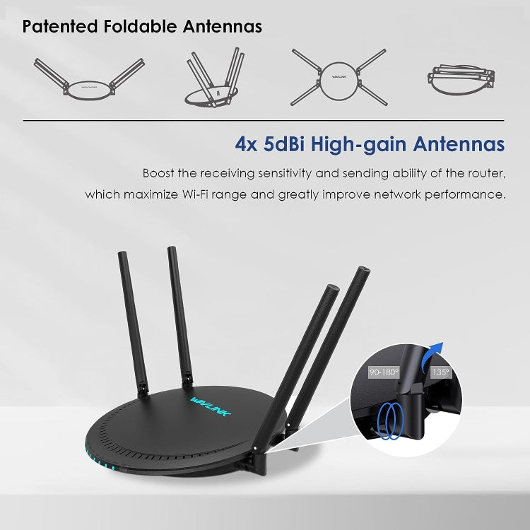 Rynx | WAVLINK WN531P3 WAN / LAN Port Signal Booster Wireless Repeater AC1200 Wireless Router, Plug: US Plug