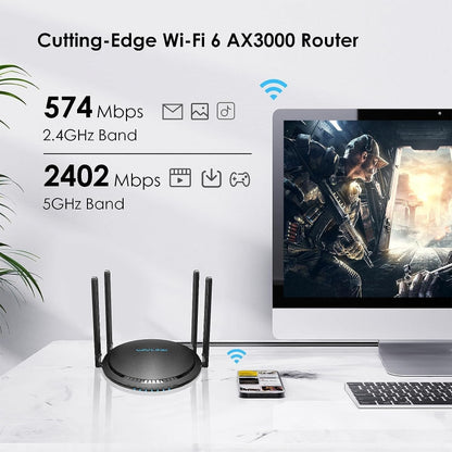 Rynx | WAVLINK WN531MX3 Extended Coverage AX3000 WiFi 6 Wireless Router Dual-Band Wireless Repeater, Plug: AU Plug