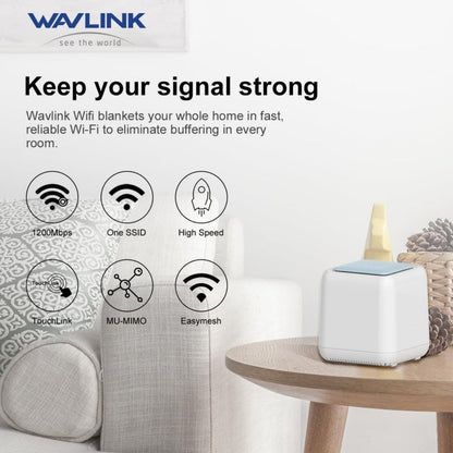 Rynx | WAVLINK WN535M2 For Home Office 2 Piece Mesh Wireless Router AC1200 Dual Band WiFi Signal Booster, Plug: US Plug