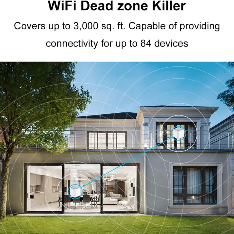 Rynx | WAVLINK WN535M2 For Home Office 2 Piece Mesh Wireless Router AC1200 Dual Band WiFi Signal Booster, Plug: US Plug