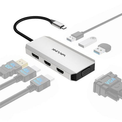 Rynx | WAVLINK UMD304 Converter USB-C to Dual HD 4K 60Hz HUB 7-in-1 Laptop Docking Station