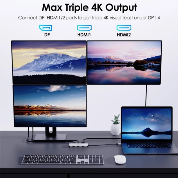 Rynx | WAVLINK UMD304 Converter USB-C to Dual HD 4K 60Hz HUB 7-in-1 Laptop Docking Station