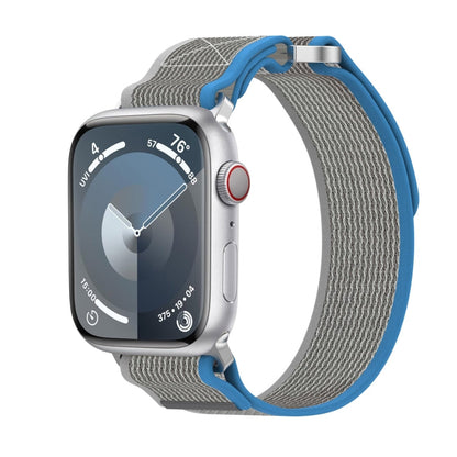 Rynx | For Apple Watch Series 9 45mm Double Velcro Fastening Quick Nylon Watch Band (Blue+Gray)