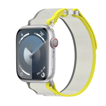 Rynx | For Apple Watch Series 7 45mm Double Click and Loop Fast Nylon Watch Band (Yellow + Beige)