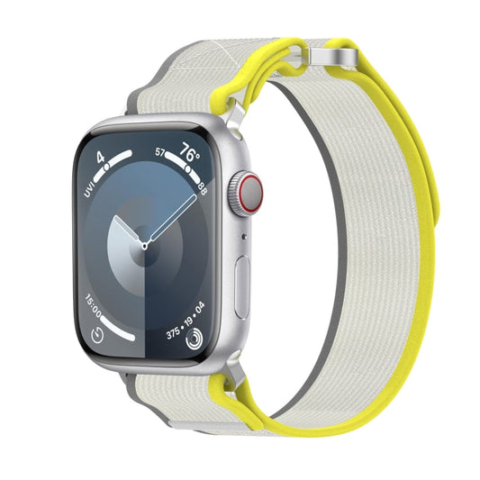 Rynx | For Apple Watch Series 7 45mm Double Click and Loop Fast Nylon Watch Band (Yellow + Beige)