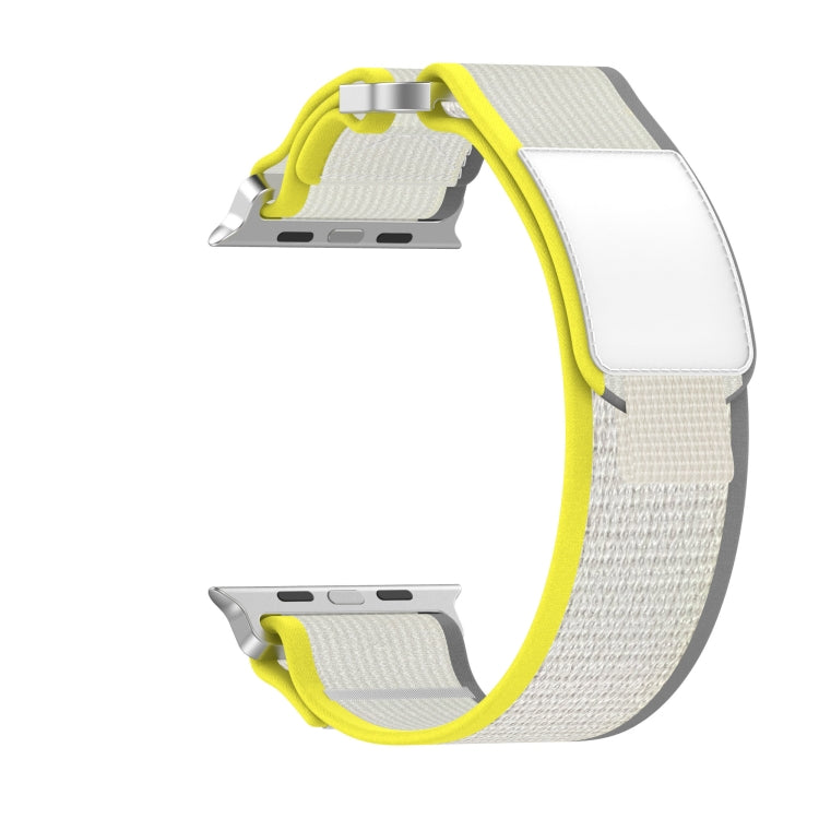 Rynx | For Apple Watch Series 7 45mm Double Click and Loop Fast Nylon Watch Band (Yellow + Beige)