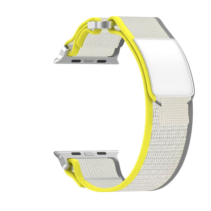 Rynx | For Apple Watch Series 7 45mm Double Click and Loop Fast Nylon Watch Band (Yellow + Beige)