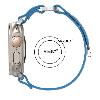 Rynx | For Apple Watch Series 9 45mm Double Velcro Fastening Quick Nylon Watch Band (Blue+Gray)