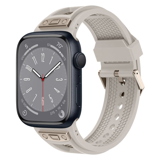 Rynx | For Apple Watch Series 8 45mm Breathable Stainless Steel Mesh TPU Watch Band (Starlight Titan)