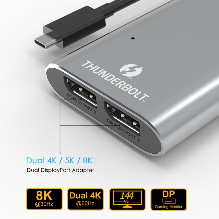 Rynx | WAVLINK UTA21D DP 4K/5K/8K Video Thunderbolt 3 Type-C to Dual DisplayPort Adapter