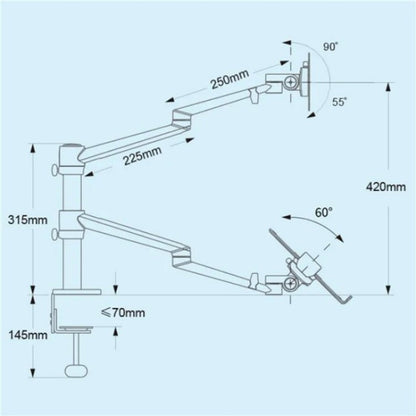 Rynx | OL-10T Clip-on Desktop Stand Dual Computer Monitor Holder Laptop Holder