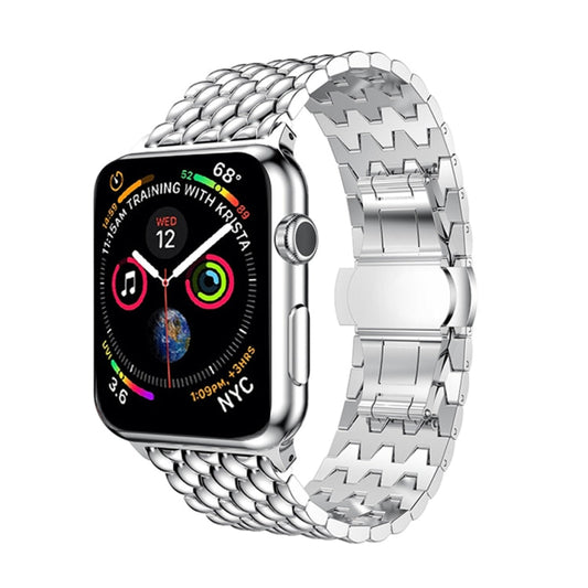 Rynx | Dragon Grain Solid Stainless Steel Bracelet Watch Band for Apple Watch Series 3 & 2 & 1 42mm (Silver)