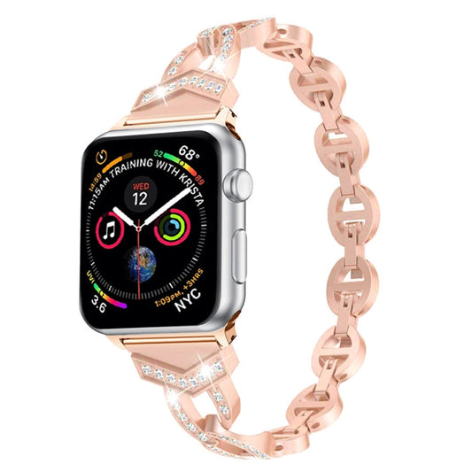 Rynx | 8-shaped VO diamond-set bracelet made of solid stainless steel for Apple Watch Series 3 & 2 & 1 38mm (Rose Gold)