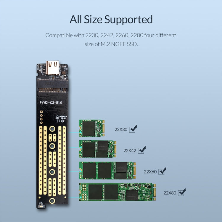Rynx | ORICO TCM2F-C3 NGFF M.2 Hard Drive Enclosure, tool-free Type-C connection, transparent hard drive box