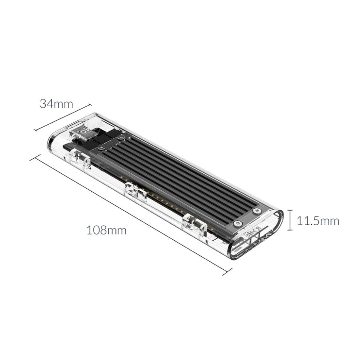 Rynx | ORICO TCM2F-C3 NGFF M.2 Hard Drive Enclosure, tool-free Type-C connection, transparent hard drive box