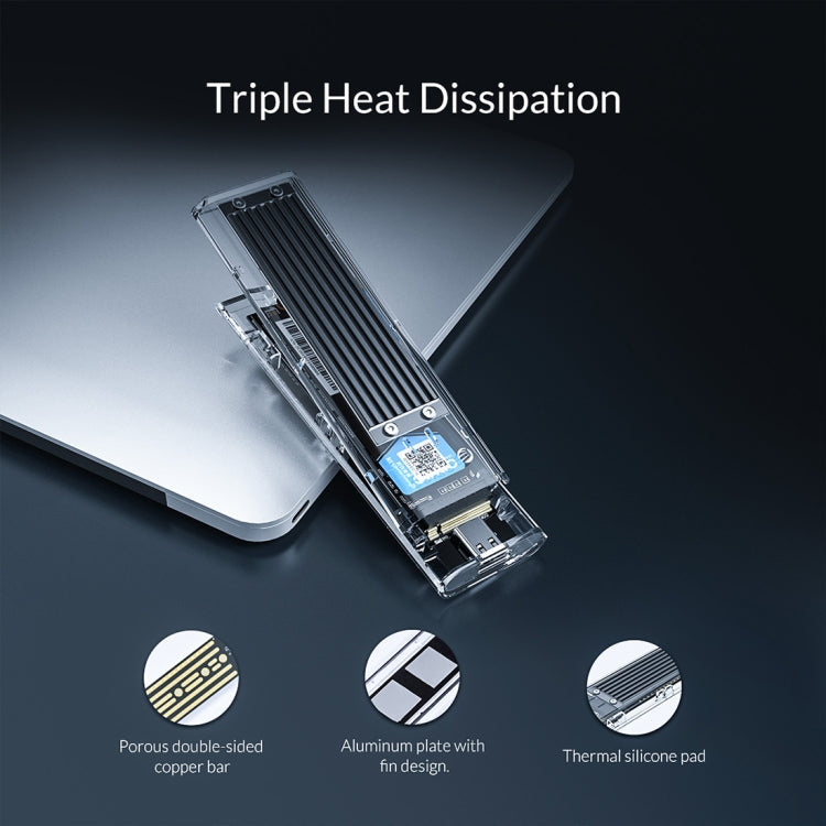 Rynx | ORICO TCM2F-C3 NGFF M.2 Hard Drive Enclosure, tool-free Type-C connection, transparent hard drive box