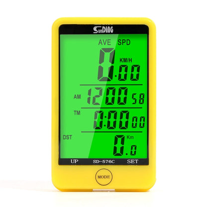 Rynx | SUNDING SD-576C Bicycle LCD Backlight Stopwatch Bike Speedometer Cycling Odometer Stopwatch(Yellow)
