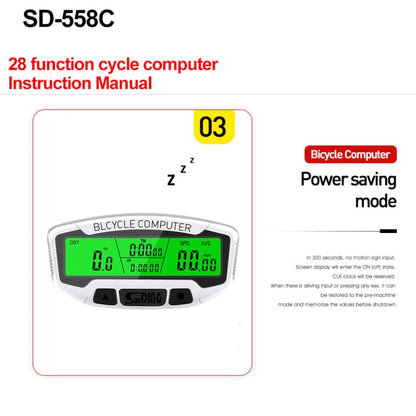 Rynx | SUNDING SD-558C Bicycle Computer Wireless Digital LCD Backlight Road Speedometer Stopwatch Speedometer