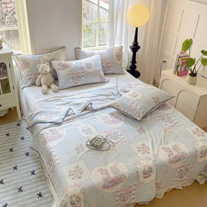 Rynx | new printed cool silk summer blanket three-piece summer cool blanket air conditioning blanket cool sleeping experience washable