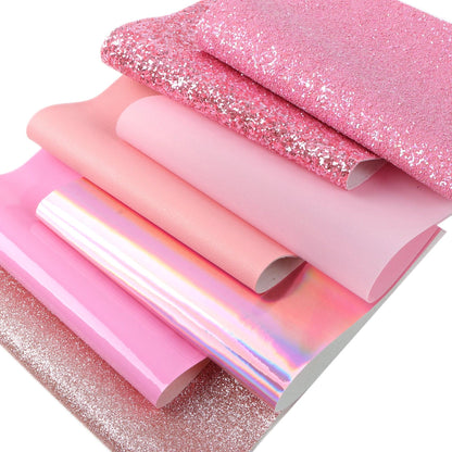 Rynx | Sparkling Pink Faux Leather Crafting Set - 7 Glitter Sheets, 20x33cm Each